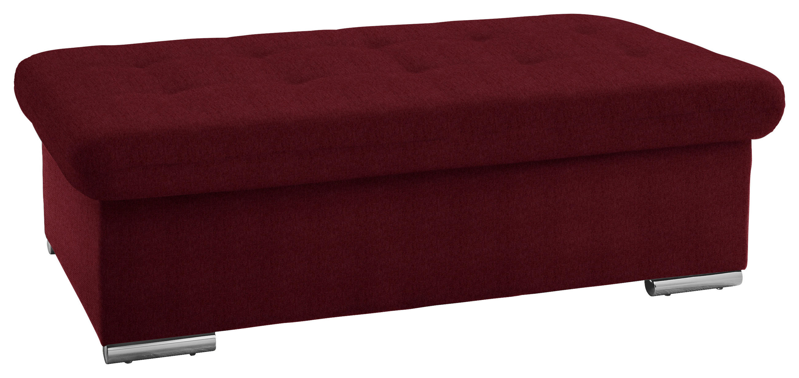 HOCKER in Textil Bordeaux  - Bordeaux/Silberfarben, Design, Textil/Metall (137/43/74cm) - Cantus