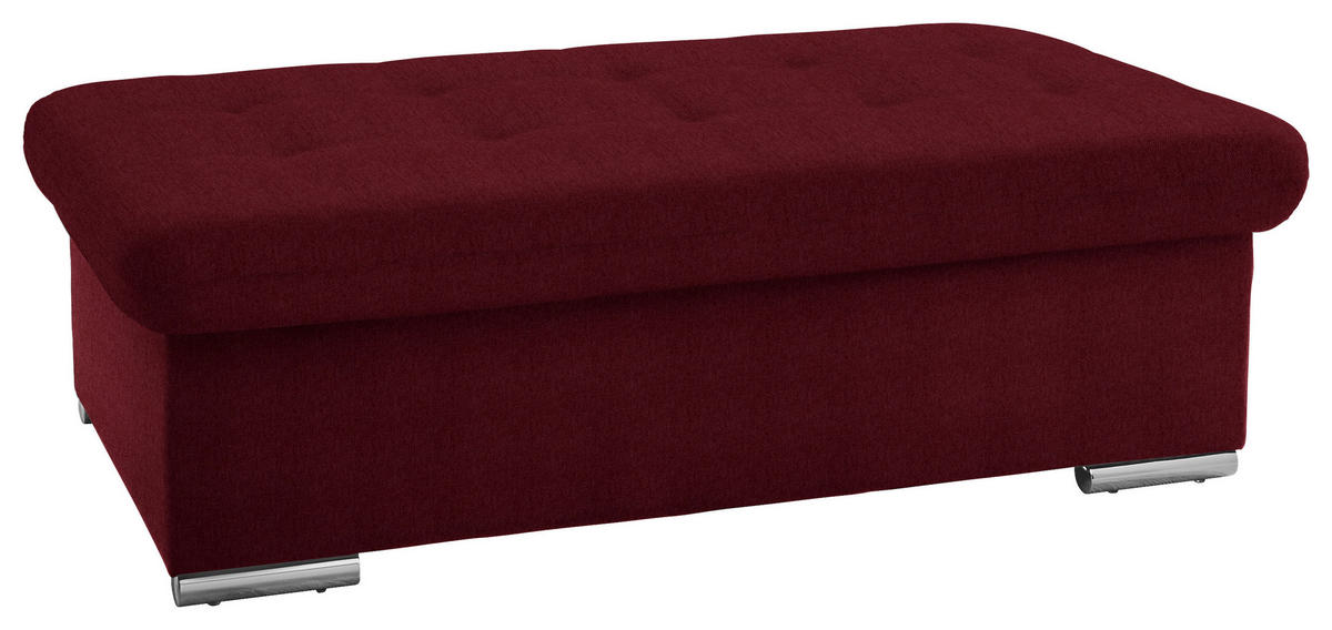 HOCKERTextil Bordeaux  - Bordeaux/Silberfarben, Design, Textil/Metall (137/43/74cm) - Cantus