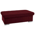 HOCKER in Textil Bordeaux  - Bordeaux/Silberfarben, Design, Textil/Metall (137/43/74cm) - Cantus