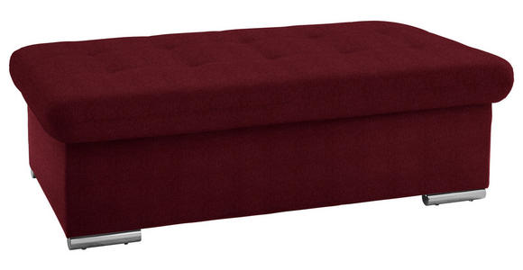 HOCKER in Textil Bordeaux  - Bordeaux/Silberfarben, Design, Textil/Metall (137/43/74cm) - Cantus