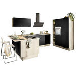 ECKKÜCHE  in Schwarz, Tannenholzfarben  - Tannenholzfarben/Schwarz, Design, Holzwerkstoff/Metall (121,6/280/150cm) - Xora