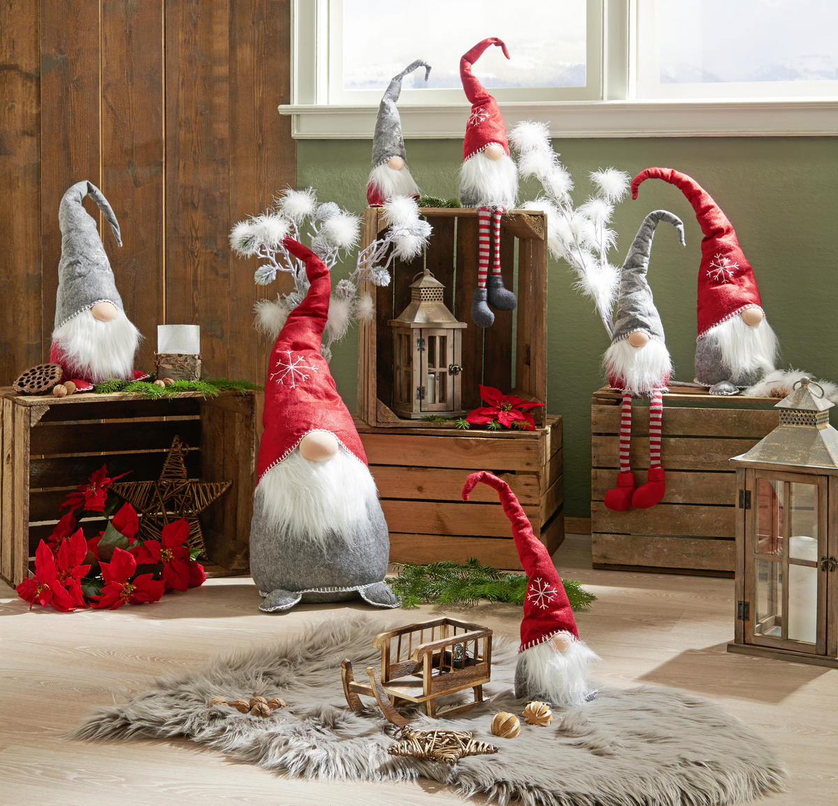 ŠKRIATOK - sivá/biela, Trend, textil/kameň (13/40/12cm) - X-Mas