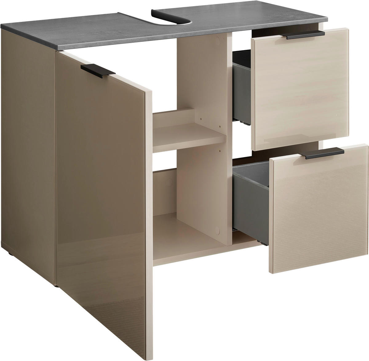 WASCHBECKENUNTERSCHRANK 80/60/35 cm  - Kaschmir/Anthrazit, LIFESTYLE, Glas/Holzwerkstoff (80/60/35cm) - home24