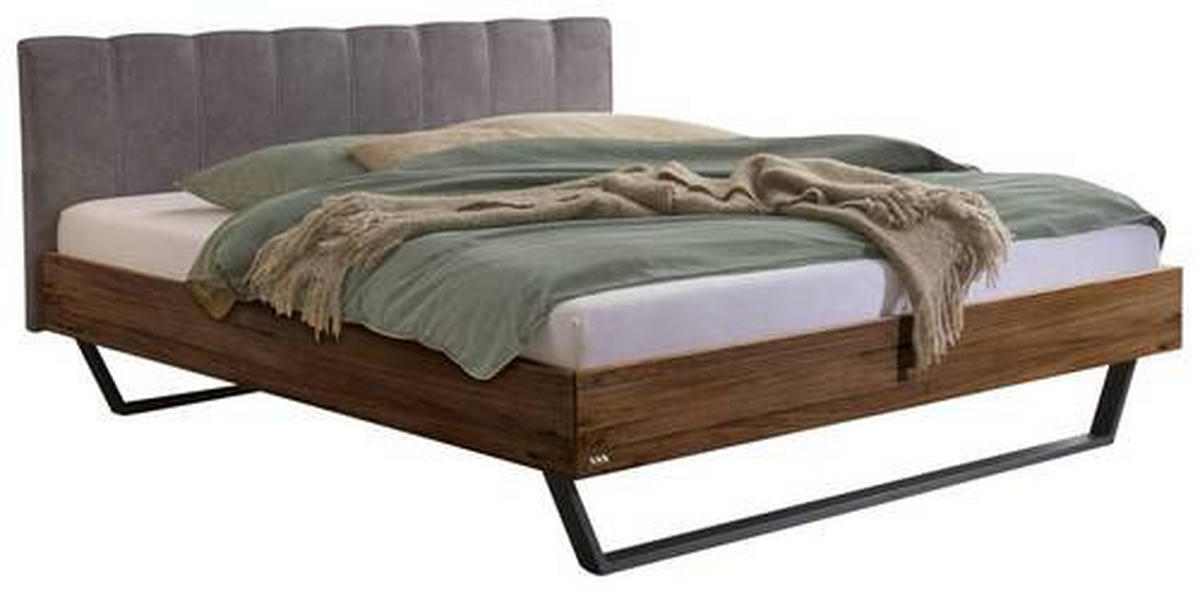 BETT 140/200 cm  in Anthrazit, Nussbaumfarben  - Anthrazit/Nussbaumfarben, KONVENTIONELL, Holz/Textil (140/200cm) - Hasena