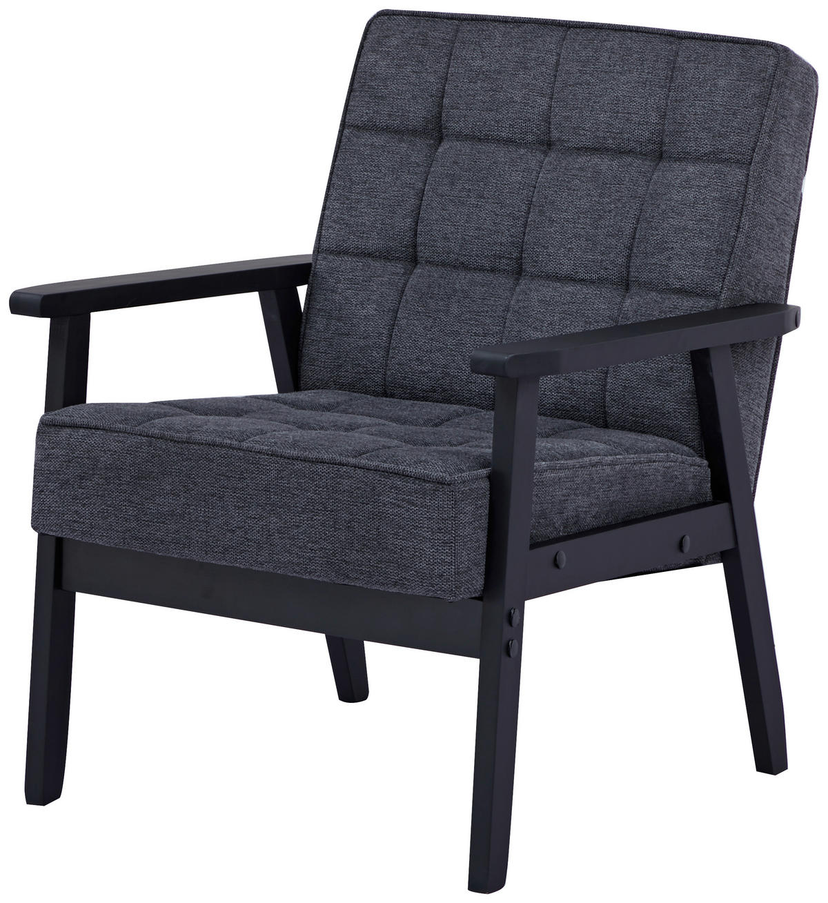 SESSEL in Webstoff Grau  - Schwarz/Grau, Design, Holz/Textil (64/77,5/67cm) - Ti'me