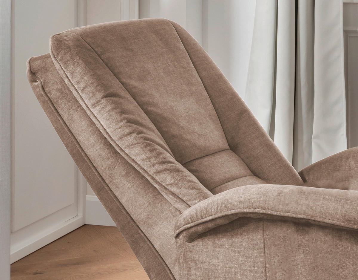 FERNSEHSESSEL in Velours Hellbraun  - Hellbraun/Schwarz, Design, Kunststoff/Textil (77/107/88cm) - Livetastic