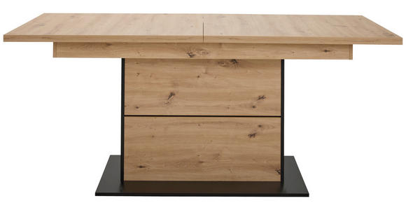 ESSTISCH Schwarz, Eiche Artisan rechteckig ausziehbar - Schwarz/Eiche Artisan, Design, Holzwerkstoff (180-230/90/77cm) - Hom`in