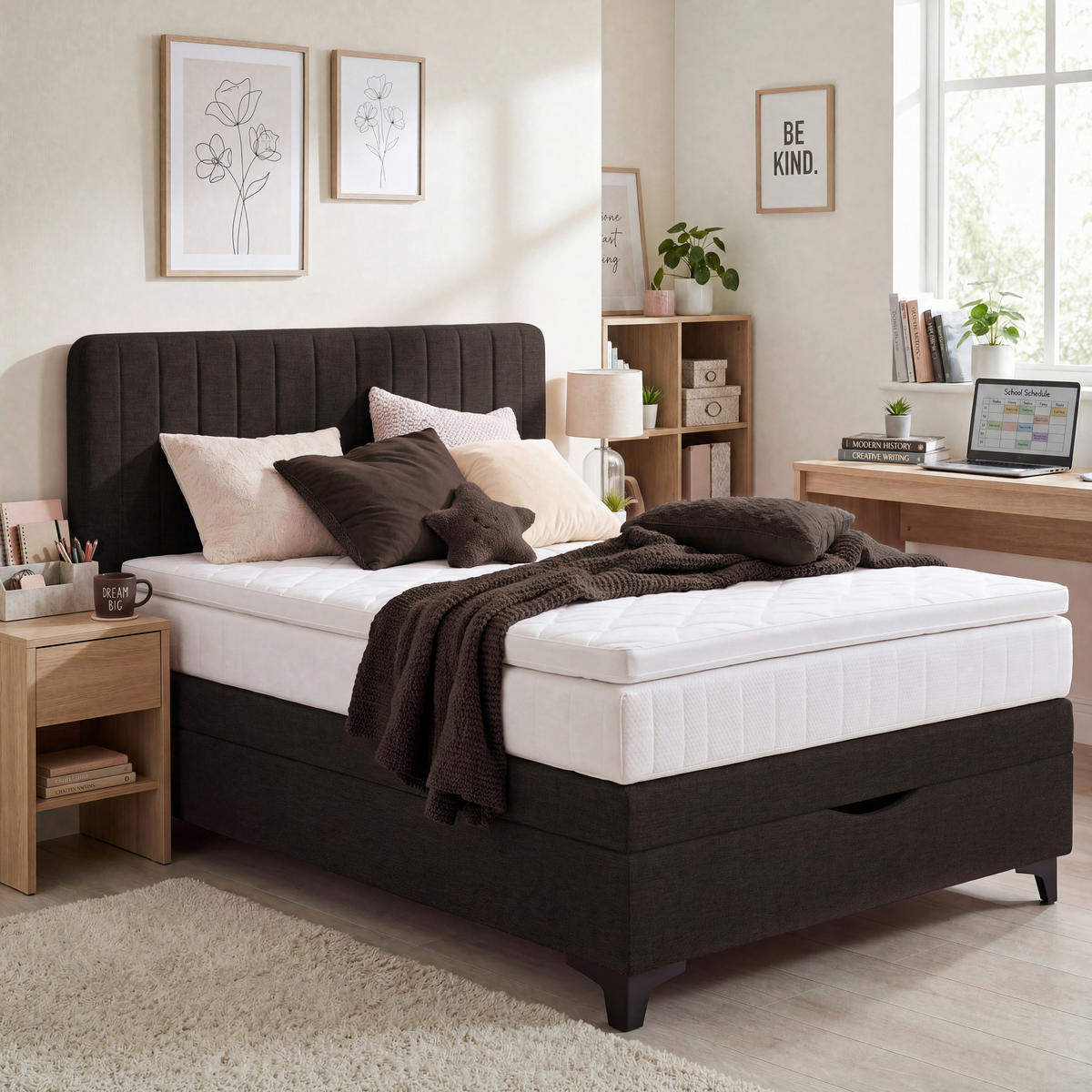 BOXSPRINGBETT 120/200 cm  Schwarz  - Schwarz, Konventionell, Holzwerkstoff/Kunststoff (120/200cm) - Welnova