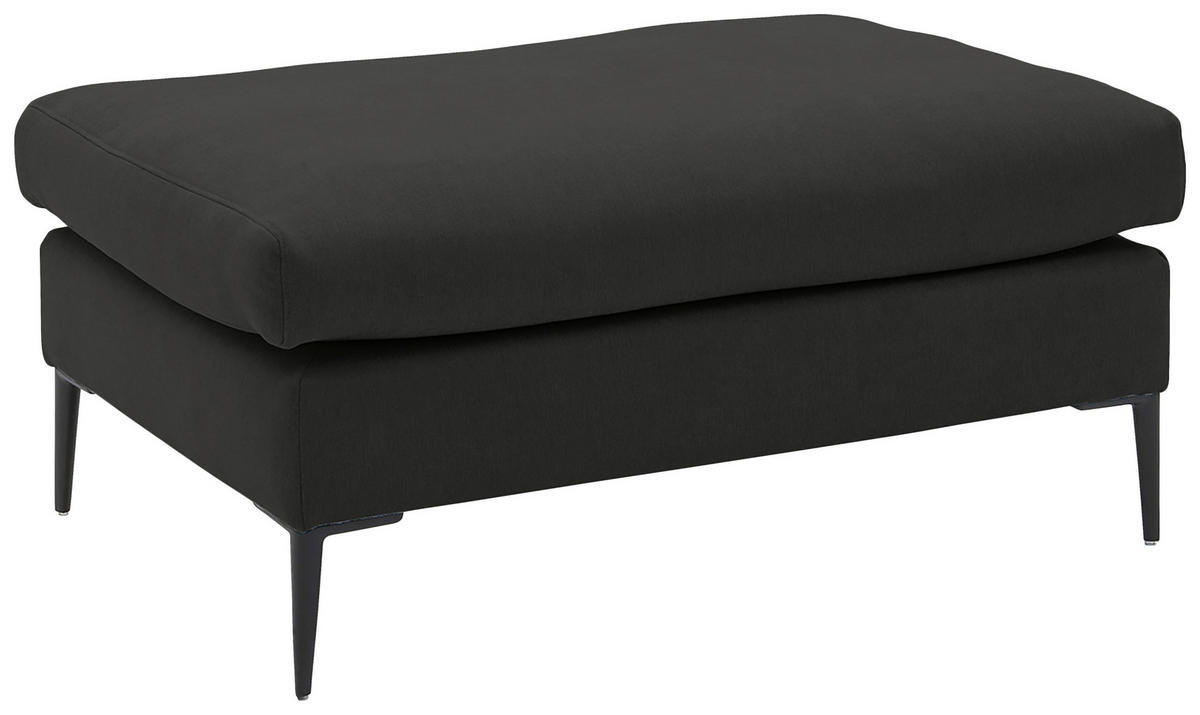 HOCKER AURORA Struktur Graphitfarben  - Schwarz/Graphitfarben, MODERN, Textil/Metall (100/43/69cm) - Trendmanufaktur