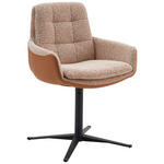 ARMLEHNSTUHL  Lederauswahl, Stoffauswahl, Typenauswahl, Sitzfläche 360° drehbar Chenille, Mikrofaser  - Rostfarben/Schwarz, Design, Textil/Metall (63/90/69cm) - Johann Jakob