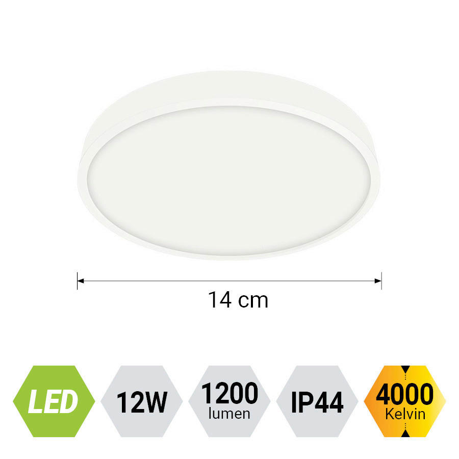 PLAFONIERĂ CU LED - alb, Basics, plastic (14/2.5/14cm)