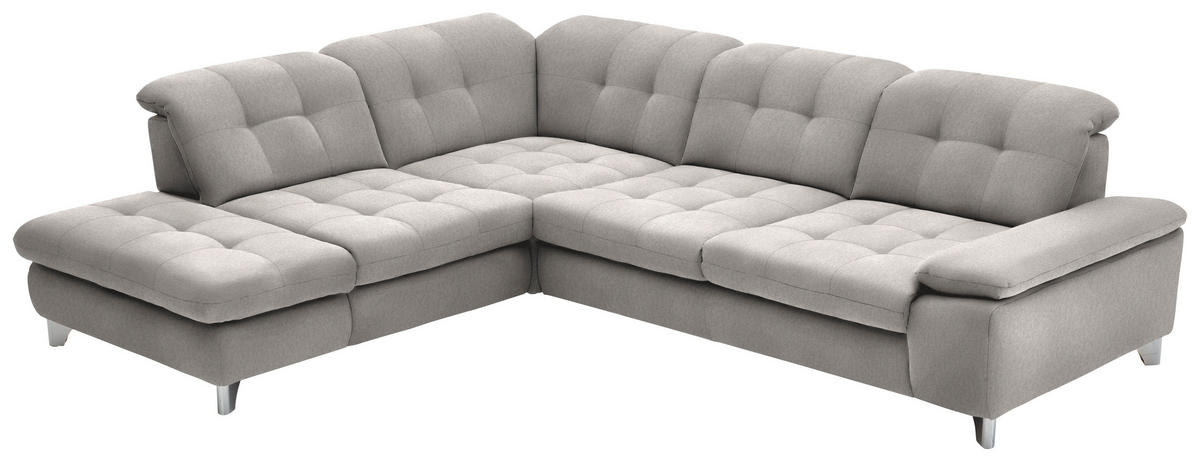 ECKSOFA in Chenille Ecru  - Chromfarben/Ecru, Design, Textil/Metall (260/310cm) - Beldomo Speed