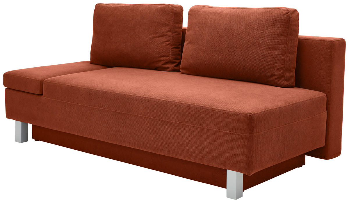 SCHLAFSOFA in Flachgewebe Kupferfarben  - Chromfarben/Kupferfarben, Design, Holz/Textil (205/77-93/99cm) - Novel