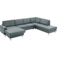 WOHNLANDSCHAFT in Echtleder Blaugrau  - Blaugrau/Alufarben, Design, Leder/Metall (165/339/233cm) - Beldomo Premium