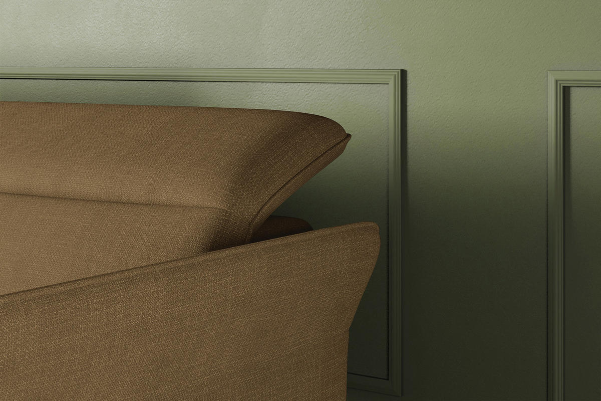 ECKSOFA Olivgrün Flachgewebe Rücken echt, Kopfteilverstellung, Sitztiefenverstellung  - Schwarz/Olivgrün, KONVENTIONELL, Textil/Metall (175/272cm) - Carryhome