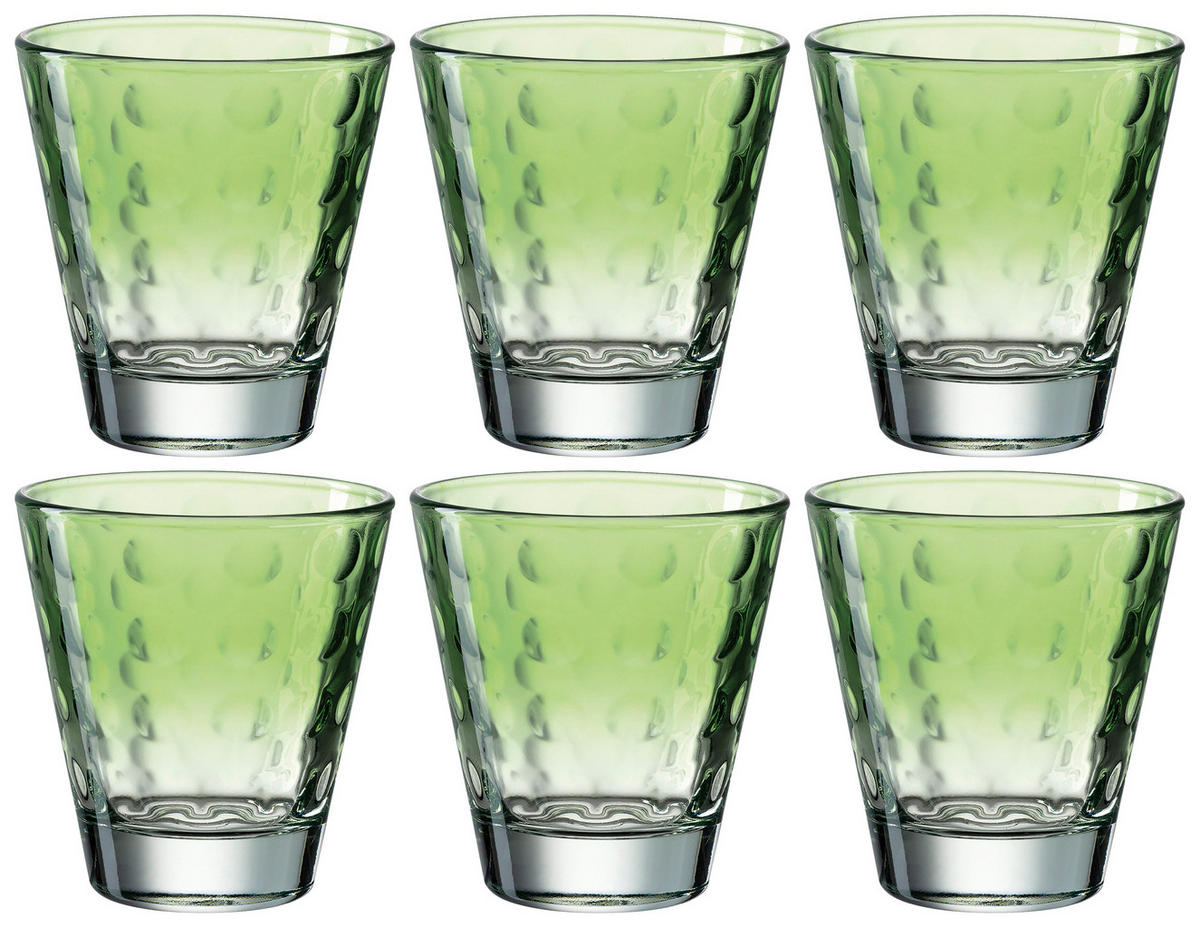 WHISKY-GLÄSERSET 215,00 ml 6-teilig  - Hellgrün, Design, Glas (8,50/9,00/8,50cm) - Leonardo