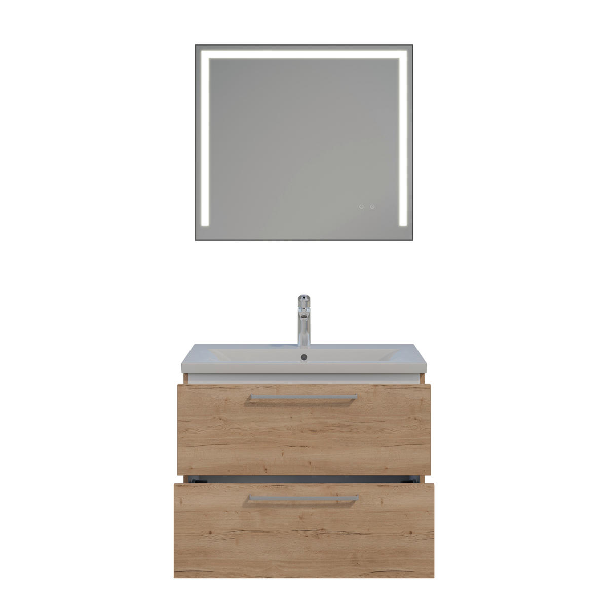 BADEZIMMER 3-teilig  in 81 cm  - Chromfarben/Eichefarben, MODERN, Keramik/Holzwerkstoff (81cm) - Celina Home