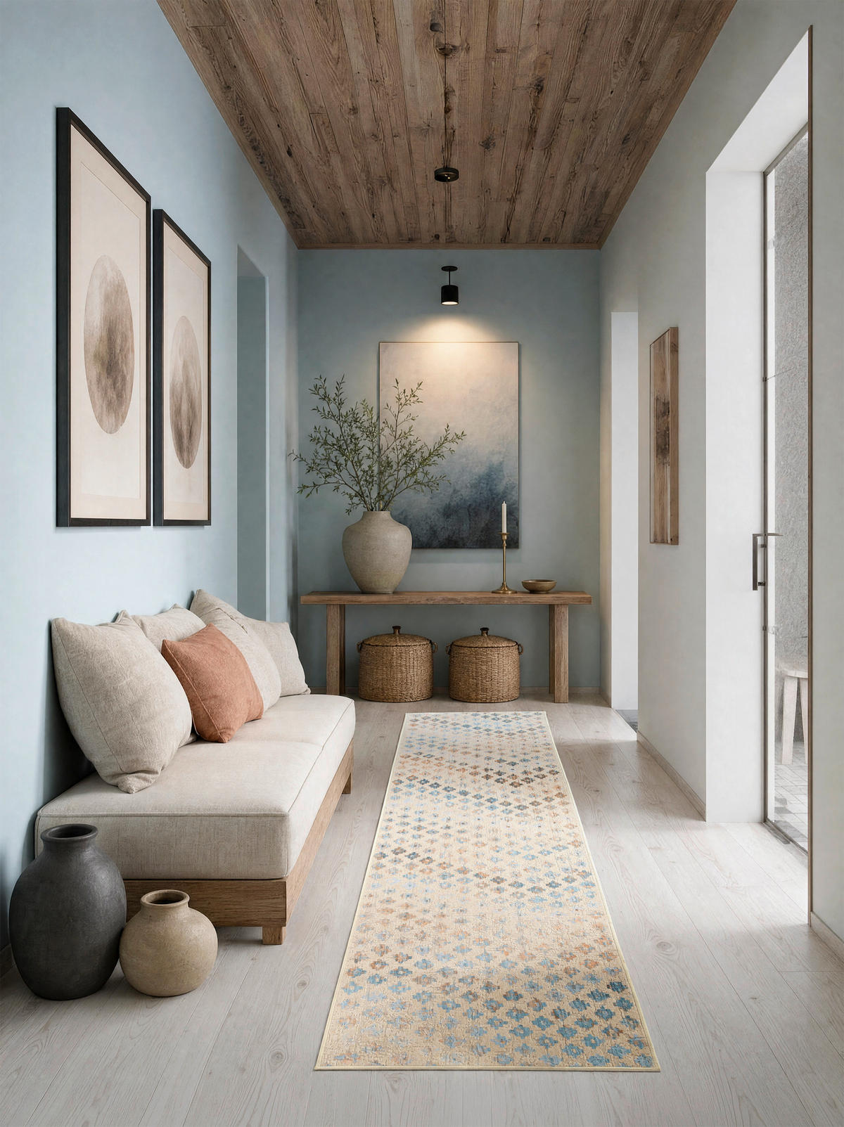 LÄUFER Ondea Zigira 80/300 cm  in Creme, Pastellblau, Cognac  - Pastellblau/Cognac, Trend, Kunststoff/Textil (80/300cm) - Lindorug