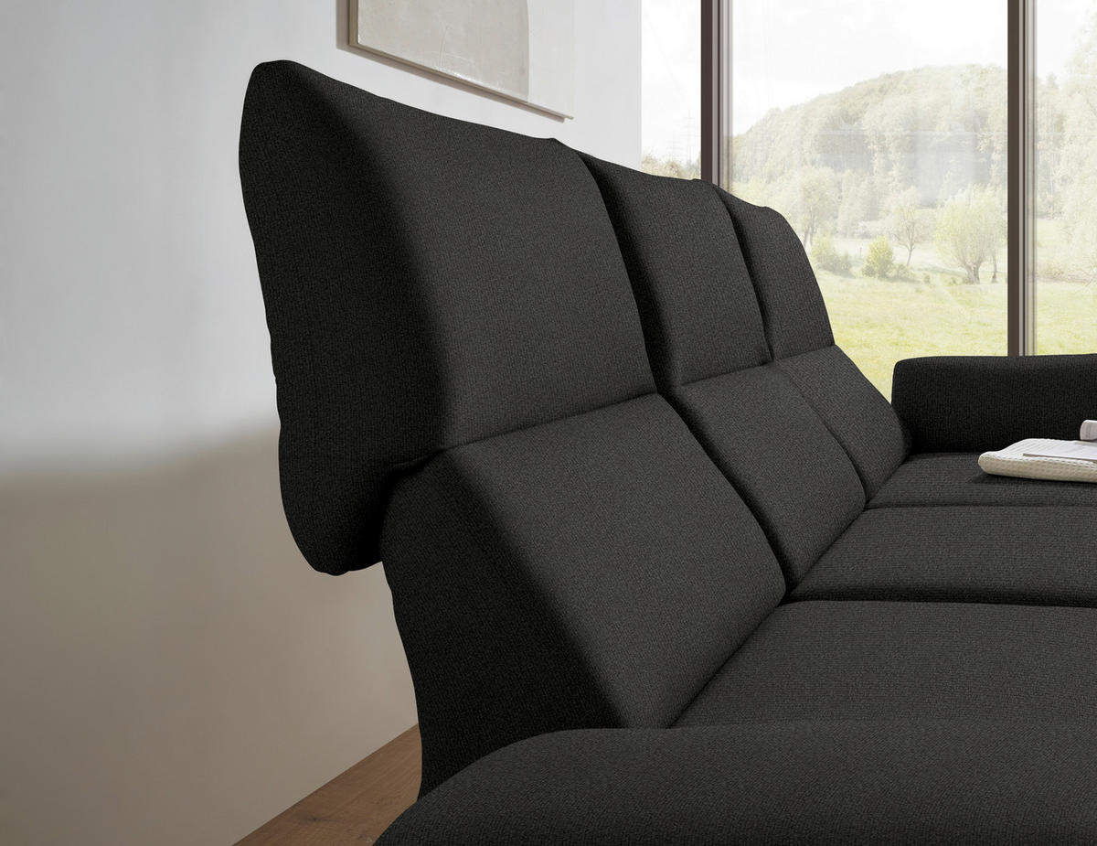 ECKSOFA  in Flachgewebe Anthrazit  255-365/175-224 cm  - Anthrazit/Schwarz, Design, Textil/Metall (255-365/175-224cm) - Dieter Knoll