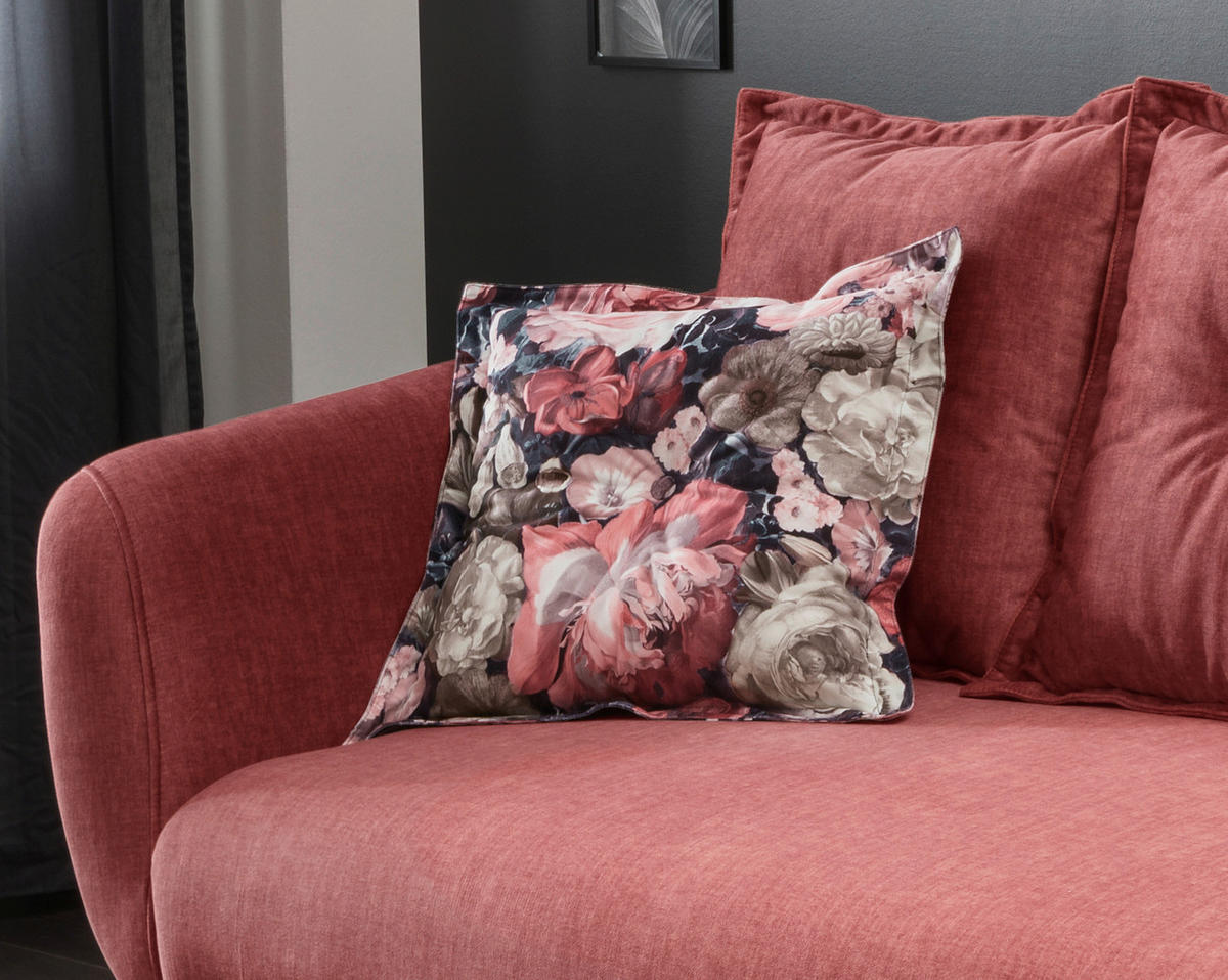 3-SITZER-SOFA in Velours Koralle, Multicolor  - Koralle/Buchefarben, Modern, Holz/Textil (236/94/103cm) - Livetastic