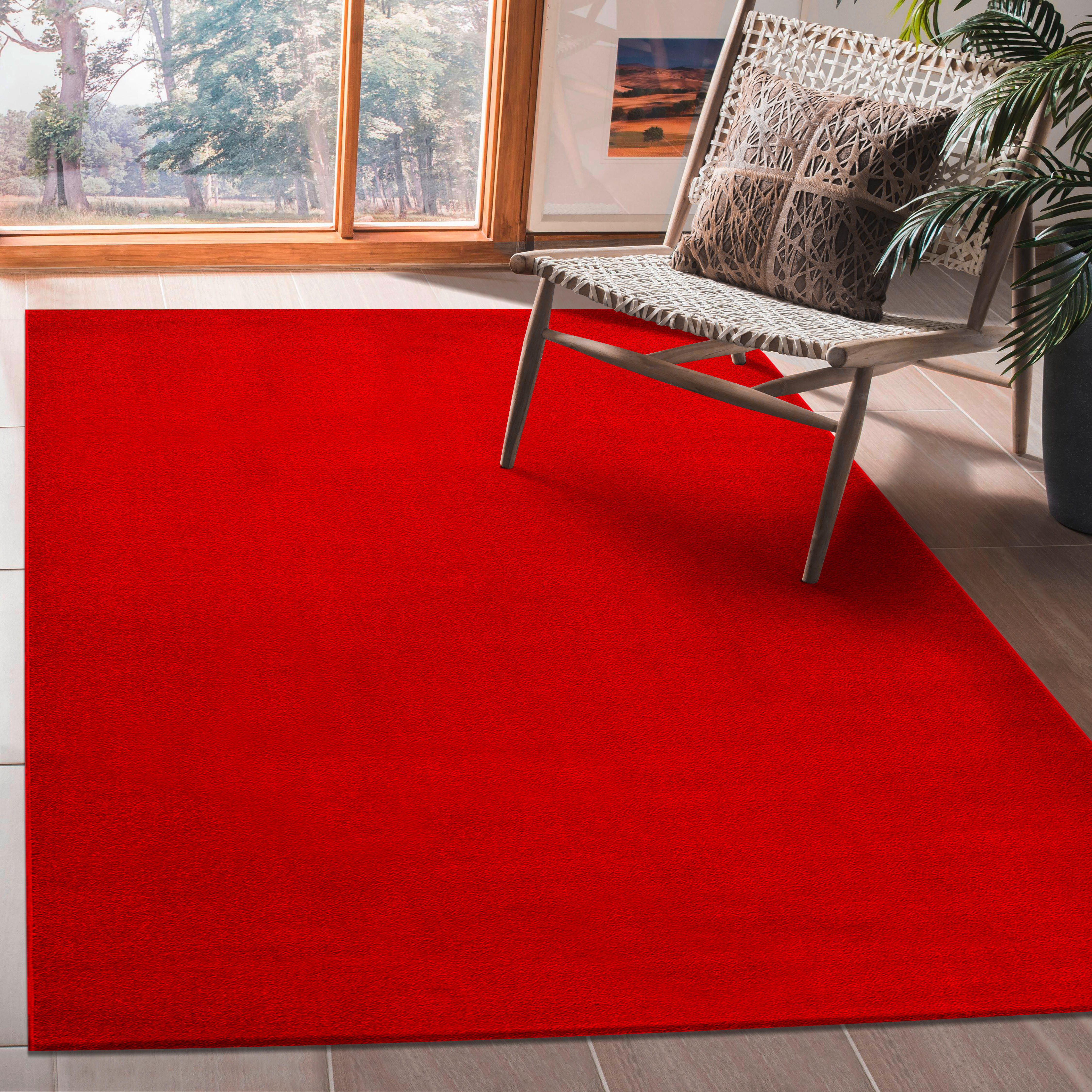 WEBTEPPICH 140/200 cm Uni Rot  - Rot, LIFESTYLE, Kunststoff/Textil (140/200cm)