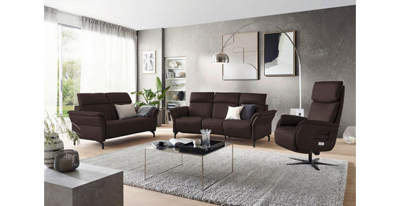 TRAPEZSOFA in Echtleder Dunkelbraun  - Dunkelbraun/Schwarz, KONVENTIONELL, Leder/Metall (221/103/95cm) - Dieter Knoll