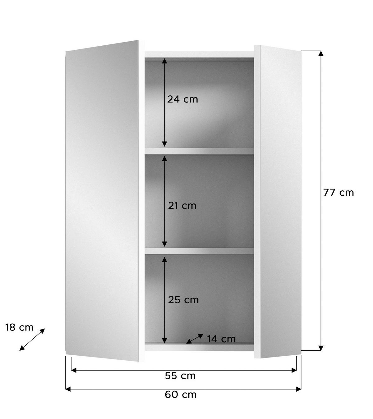OMARA Z OGLEDALOM 60/77/18 cm  - bela/visoki sijaj, Moderno, leseni material (60/77/18cm) - MID.YOU