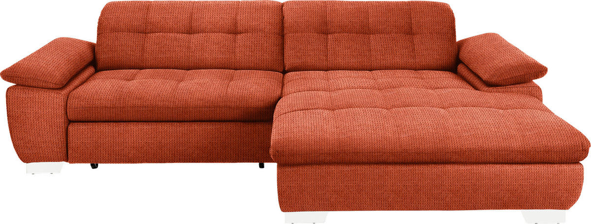 ECKSOFA Mikrofaser Orange  - Chromfarben/Orange, Design, Textil/Metall (265/180cm) - Carryhome