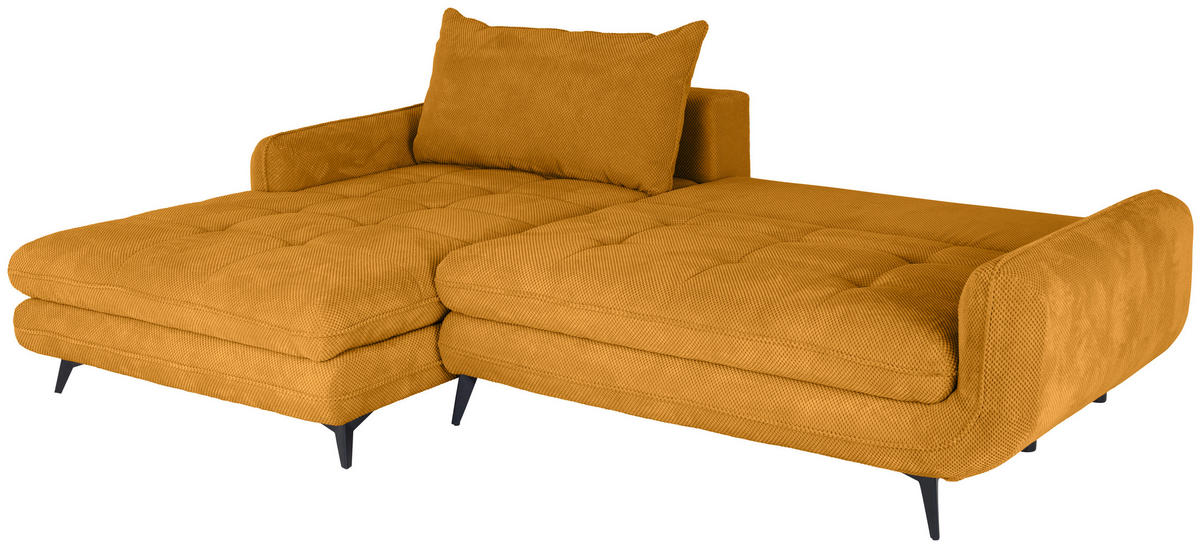 ECKSOFA WAVE Senfgelb Struktur  - Beige/Senfgelb, MODERN, Textil/Metall (189/266cm) - MID.YOU