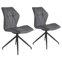 STUHL-SET 2 Stück  in Stahl Lederlook  - Schwarz/Grau, KONVENTIONELL, Textil/Metall (52/90,5/62cm) - MID.YOU