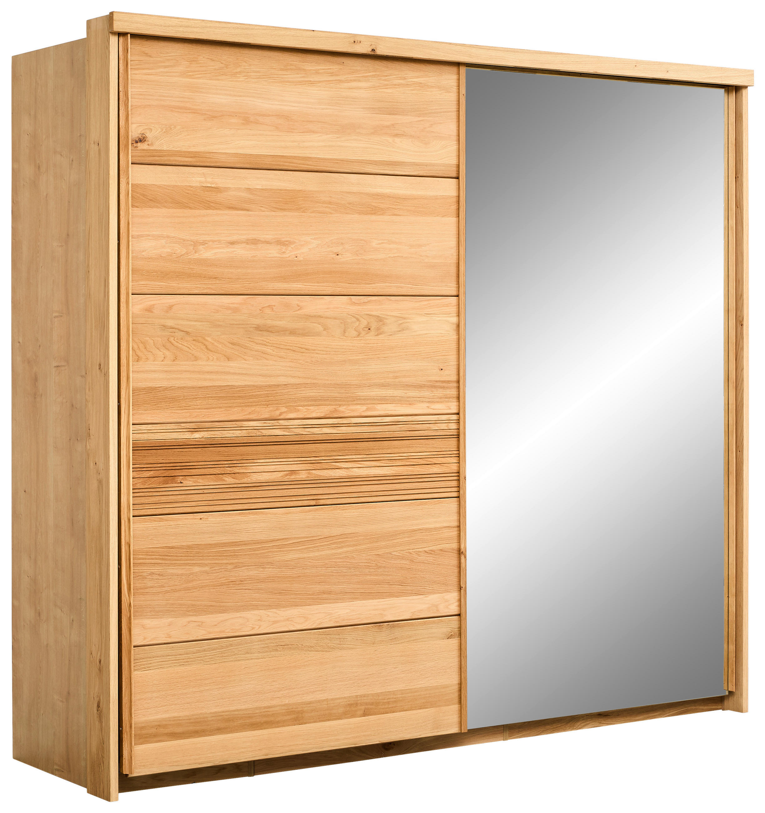 SCHWEBETÜRENSCHRANK 239/216/70 cm 2 Tür(en)-türig Wildeiche  - Wildeiche, Design, Glas/Holz (239/216/70cm) - Linea Natura
