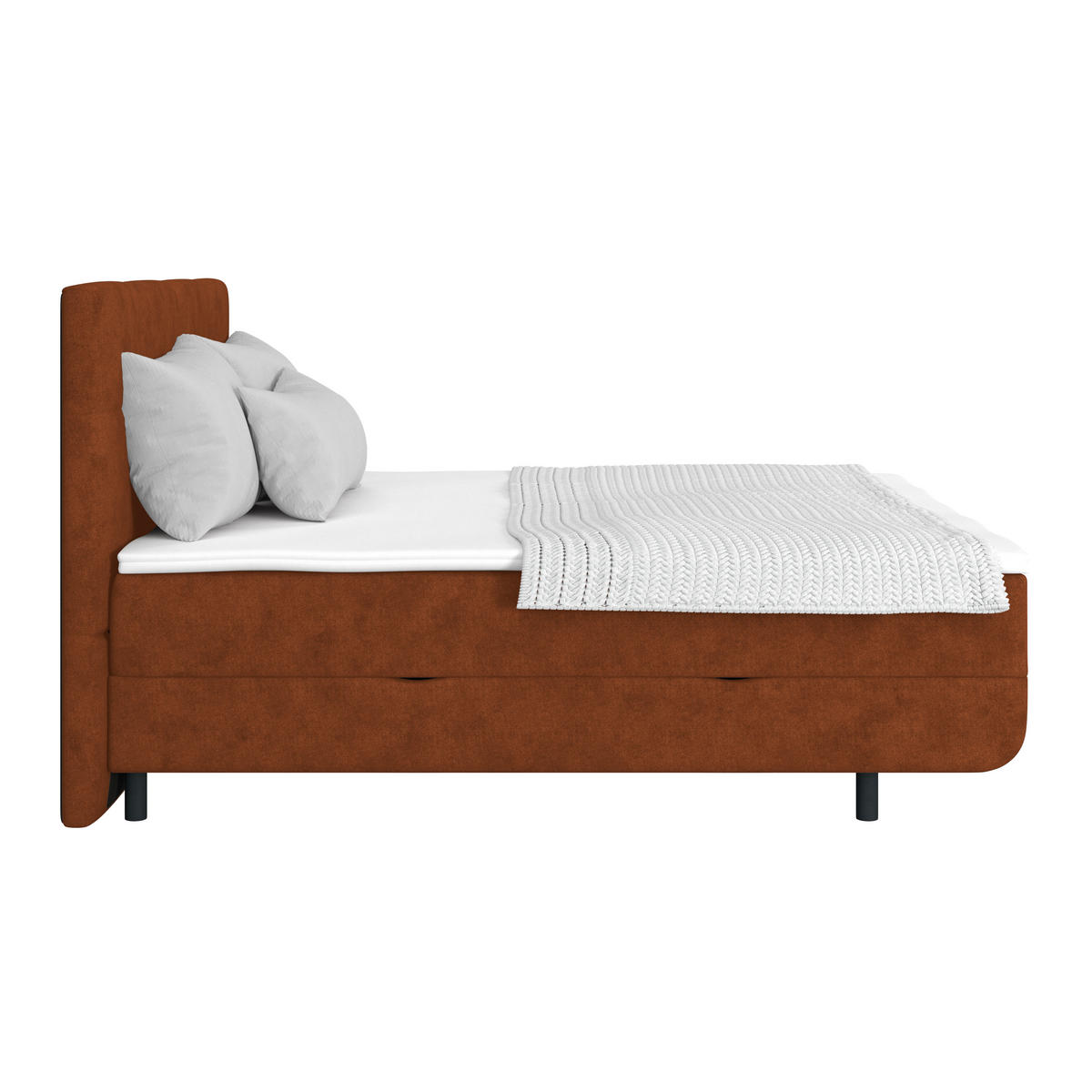 POLSTERBETT Bettkasten, Topper 180/200 cm  in Rostfarben  - Rostfarben/Schwarz, MODERN, Kunststoff/Textil (180/200cm) - MID.YOU