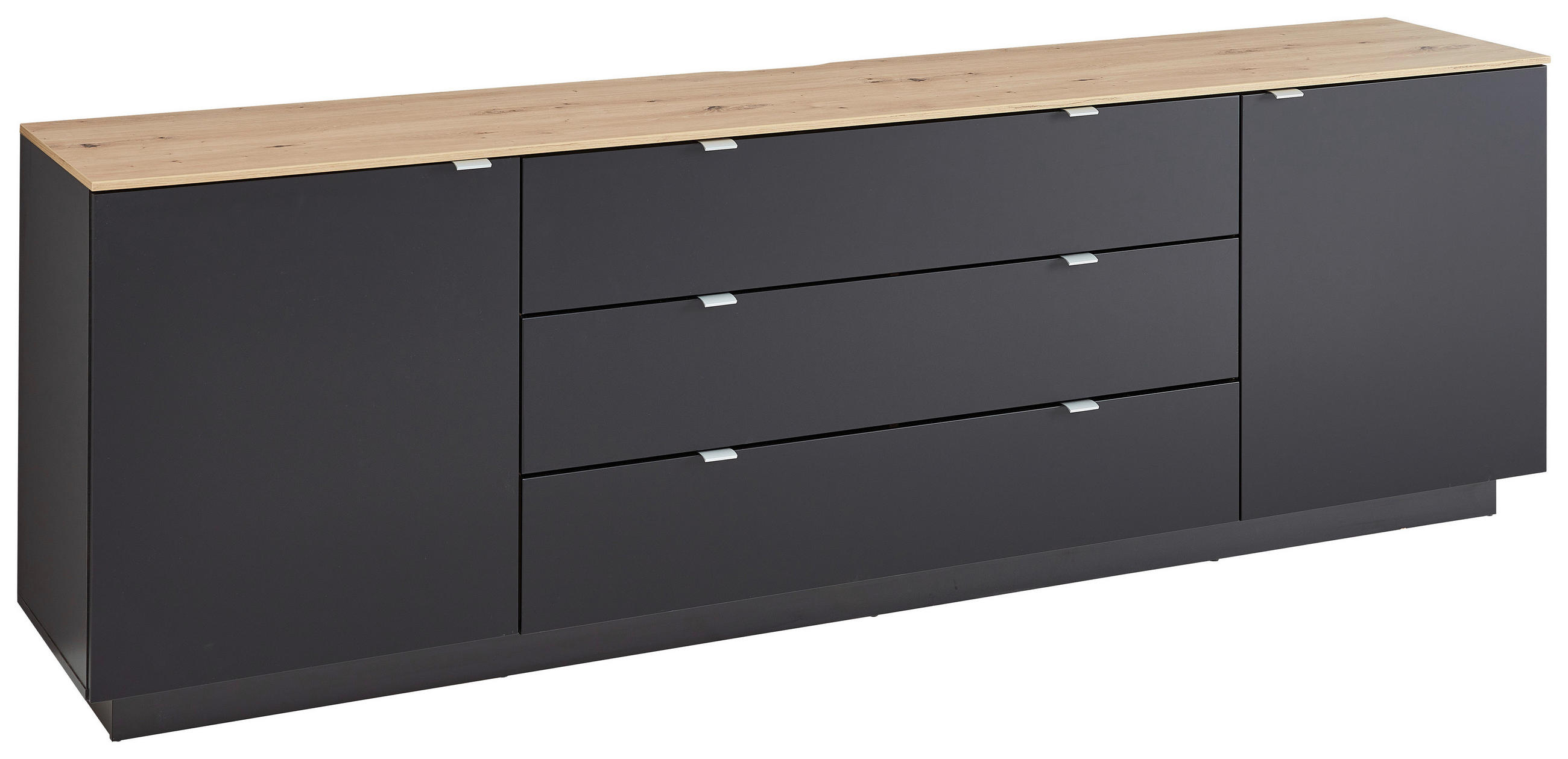 MID.YOU ŠIROKÁ KOMODA, čierna, dub artisan, 240/77/44 cm