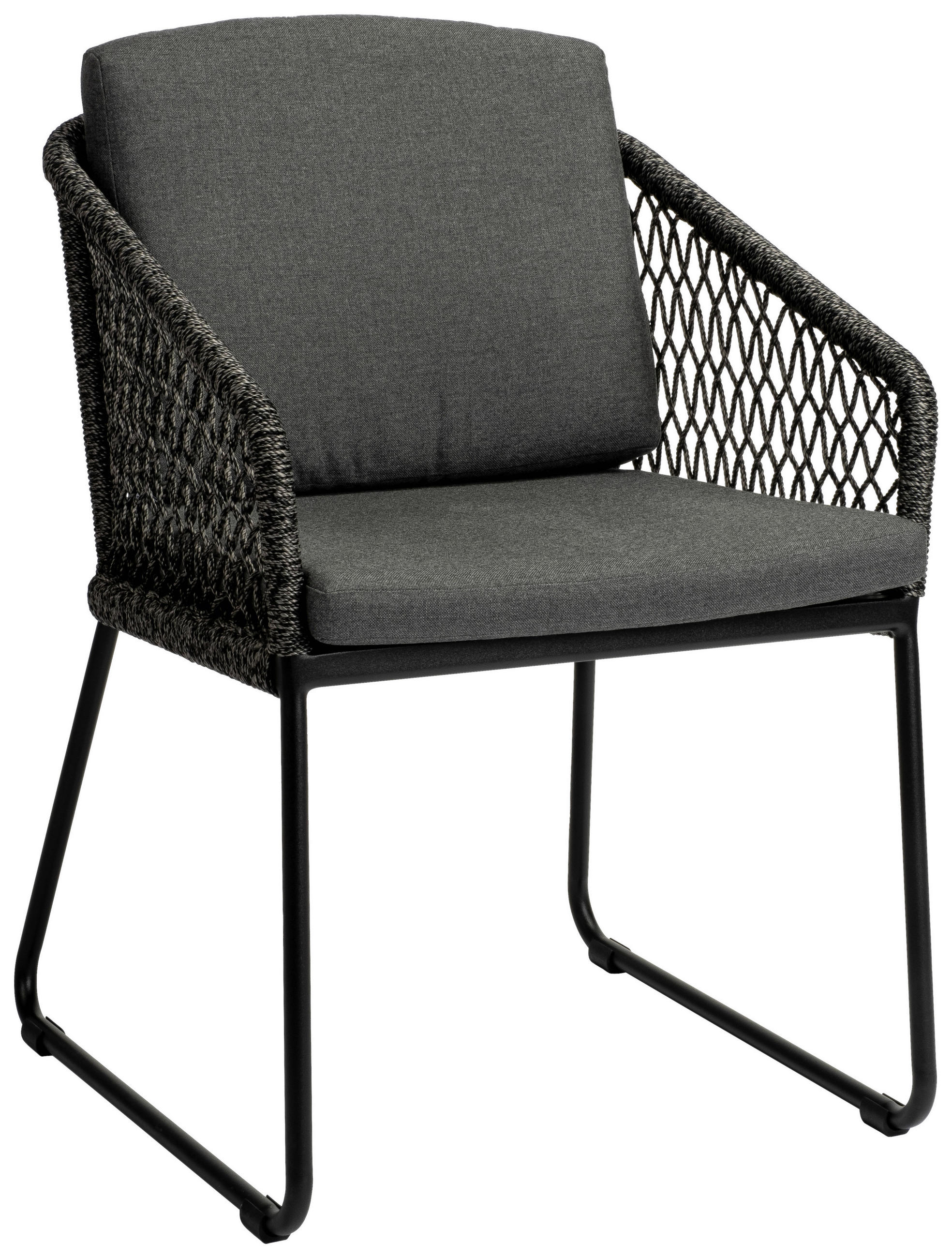 GARTENSESSEL Aluminium Anthrazit, Schwarz  - Anthrazit/Schwarz, Natur, Textil/Metall (59/81/66cm) - Stern