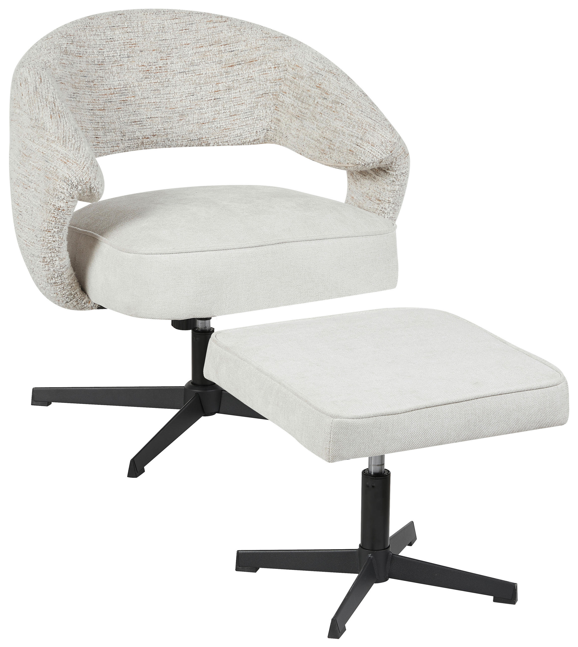 RELAXSESSELSET Leinenoptik Hocker    - Beige/Schwarz, Design, Textil/Metall (78/77-88/74cm) - Carryhome