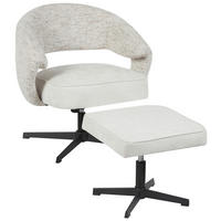 RELAXSESSELSET Leinenoptik Hocker    - Beige/Schwarz, Design, Textil/Metall (78/77-88/74cm) - Carryhome