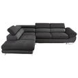 ECKSOFA in Webstoff Schwarz, Dunkelgrau  235/280 cm  - Dunkelgrau/Schwarz, Design, Textil/Metall (235/280cm) - Hom`in