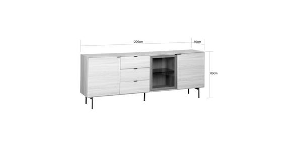 SIDEBOARD  200/80/40 cm 3 Schublade(n)  - Eichefarben/Schwarz, KONVENTIONELL, Glas/Holzwerkstoff (200/80/40cm) - Xora