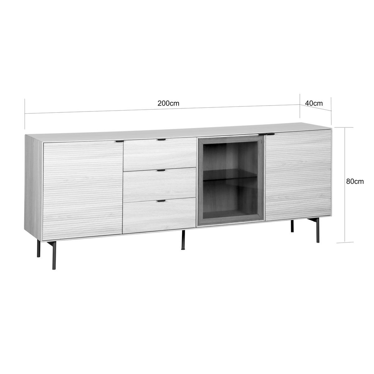 SIDEBOARD  200/80/40 cm 3 Schublade(n)  - Eichefarben/Schwarz, KONVENTIONELL, Glas/Holzwerkstoff (200/80/40cm) - Xora
