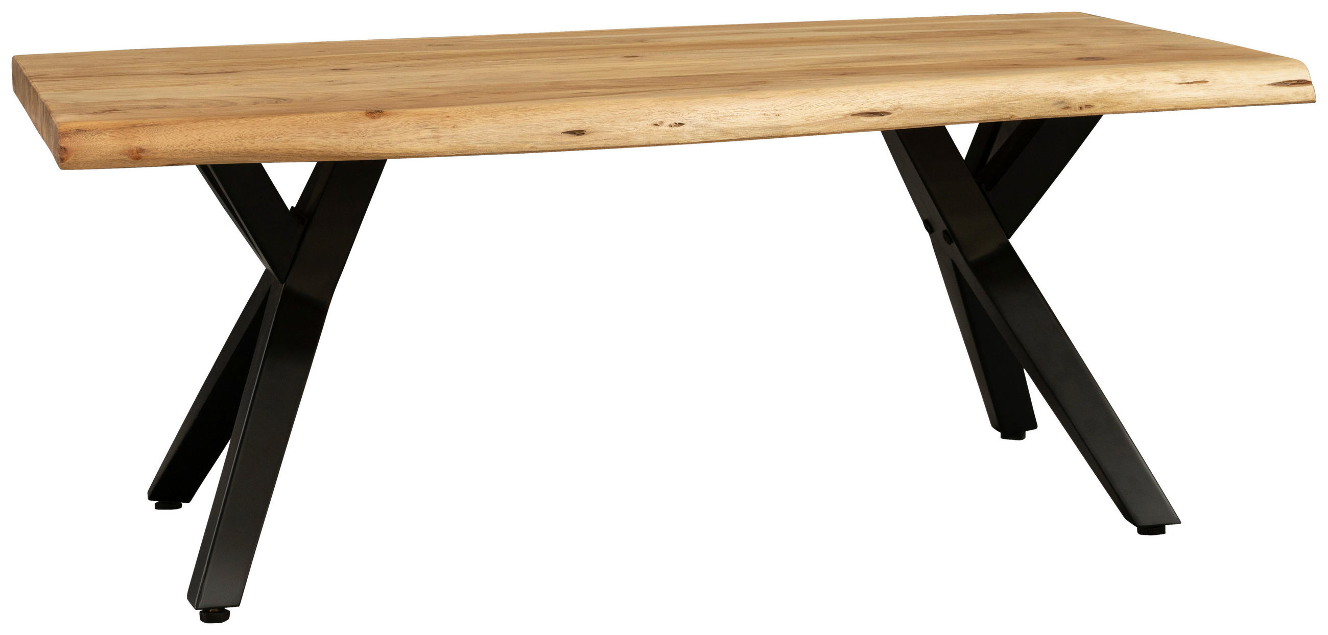 COUCHTISCH Akazie massiv 115/70/45 cm rechteckig Akaziefarben  - Schwarz/Akaziefarben, LIFESTYLE, Holz/Metall (115/70/45cm) - Landscape