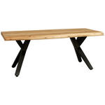 COUCHTISCH Akazie massiv 115/70/45 cm rechteckig Akaziefarben  - Schwarz/Akaziefarben, LIFESTYLE, Holz/Metall (115/70/45cm) - Landscape