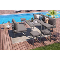 Set Mobilier De Grădină 6 piese  - gri închis/antracit, Design, sticlă/metal (212.5/74/176cm) - Ambia Garden