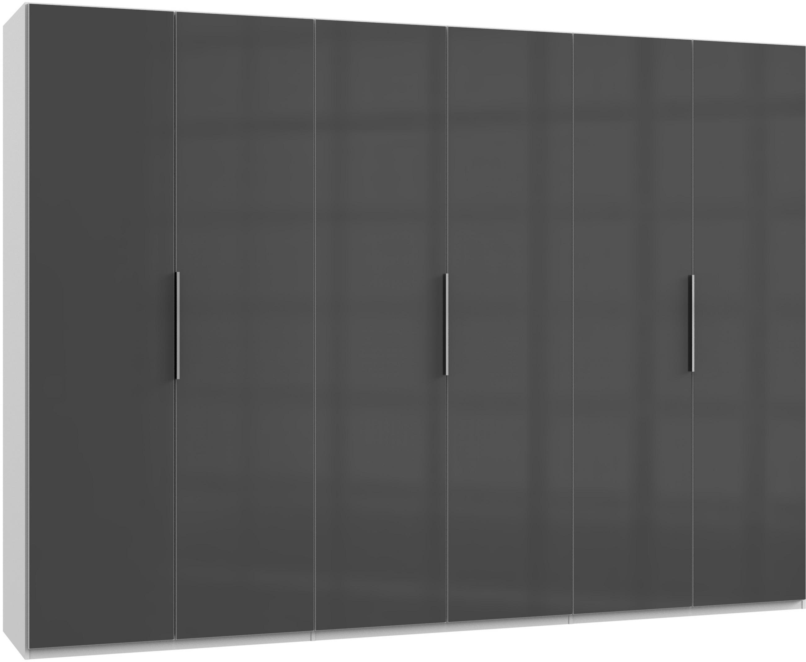 DREHTÜRENSCHRANK 300/216/58 cm 6-türig Grau, Weiß  - Chromfarben/Weiß, MODERN, Glas/Holzwerkstoff (300/216/58cm) - MID.YOU