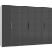 DREHTÜRENSCHRANK in Grau, Weiss  - Chromfarben/Weiss, Modern, Glas/Holzwerkstoff (300/216/58cm) - MID.YOU