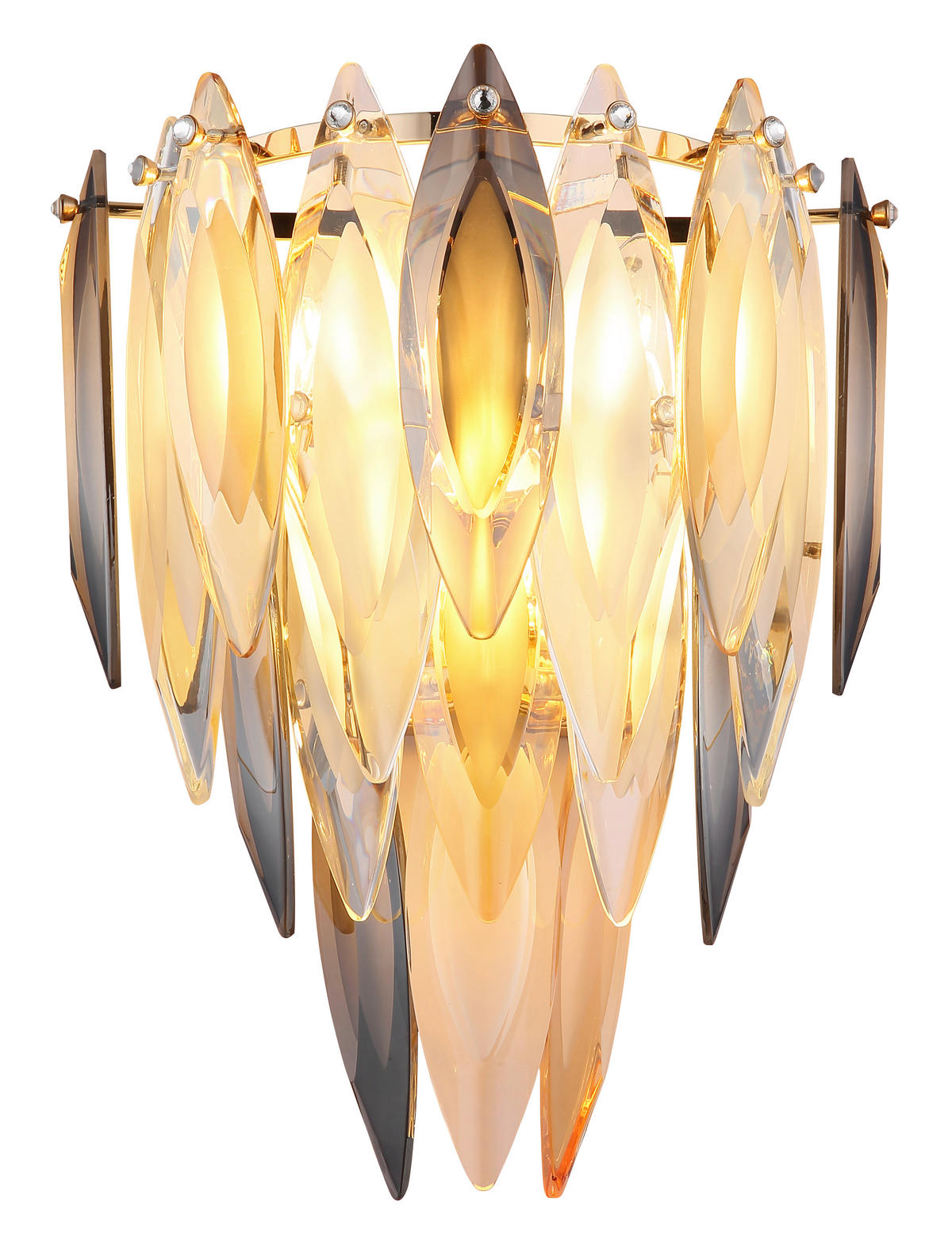 KRISTALL-WANDLEUCHTE 27/16/34 cm   - Klar/Champagner, KONVENTIONELL, Glas/Metall (27/16/34cm)