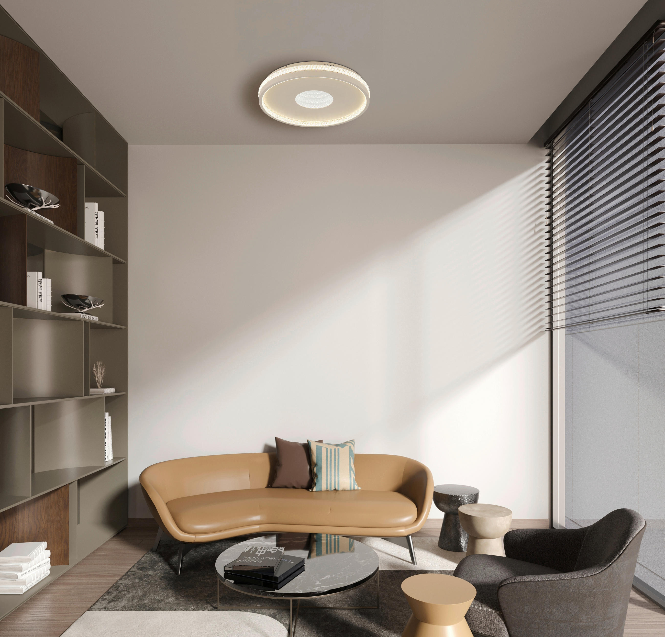 LED-DECKENLEUCHTE SHIRLEY 41/6.5 cm   - Sandfarben/Klar, Design, Kunststoff/Metall (41/6.5cm) - Globo