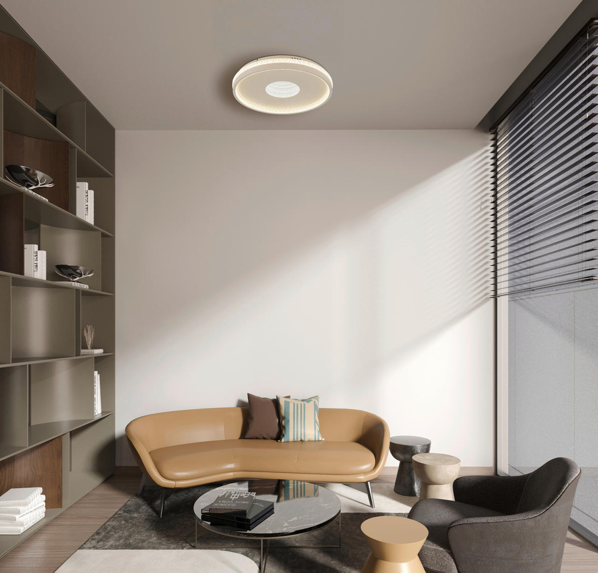 LED-DECKENLEUCHTE SHIRLEY 41/6.5 cm   - Sandfarben/Klar, Design, Kunststoff/Metall (41/6.5cm) - Globo
