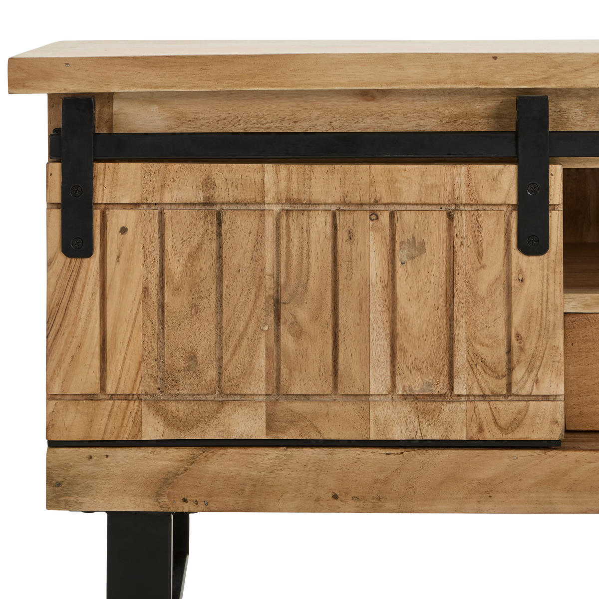 LOWBOARD Juba  in 160/50/40 cm  - Schwarz/Naturfarben, Natur, Holz/Metall (160/50/40cm) - Livetastic