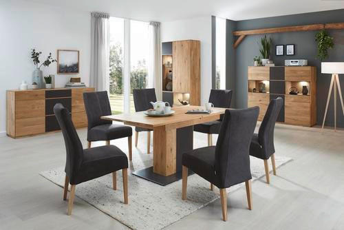 SIDEBOARD 177/89/42 cm  in Anthrazit, Eichefarben  - Eichefarben/Anthrazit, Natur, Glas/Holz (177/89/42cm) - Waldwelt