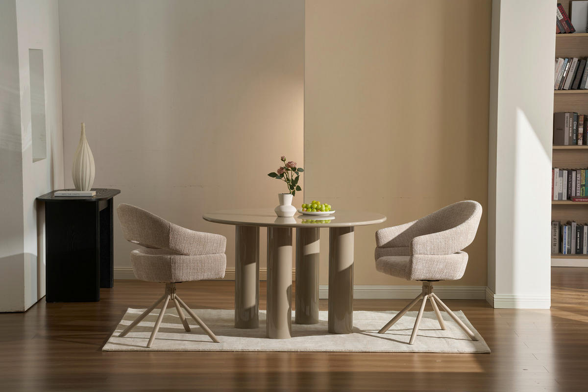 ARMLEHNSTUHL  Sitzfläche 360° drehbar Chenille  Beige  - Beige, MODERN, Holz/Textil (58/85/62cm) - Livetastic